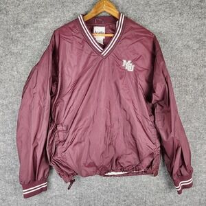 Acadia MSU Windbreaker Maroon V-Neck Pullover Jacket Mens Large Embroidered Logo
